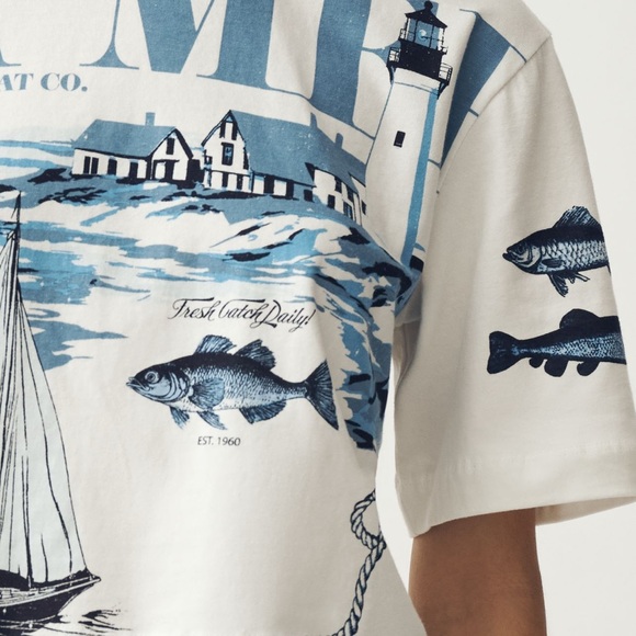 Anthropologie Maeve NWT The Corey Short-Sleeve Boxy Tee: Printed Souvenir Small - Picture 2 of 9